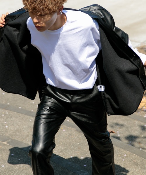 Adoon plain(アドーンプレーン)の「【Adoon plain】【セットアップ着用可】フェイクレザーオーバーシャツ(シャツ/ブラウス・メンズ・ブラック・MEDIUM/LARGE)」の16枚目の写真