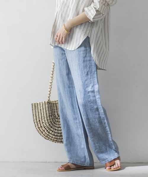 URBAN RESEARCH（アーバンリサーチ）の「リネンデニムワイドパンツ（デニムパンツ・レディース・ライトブルー/インディゴブルー・36/38/34）」の14枚目の写真