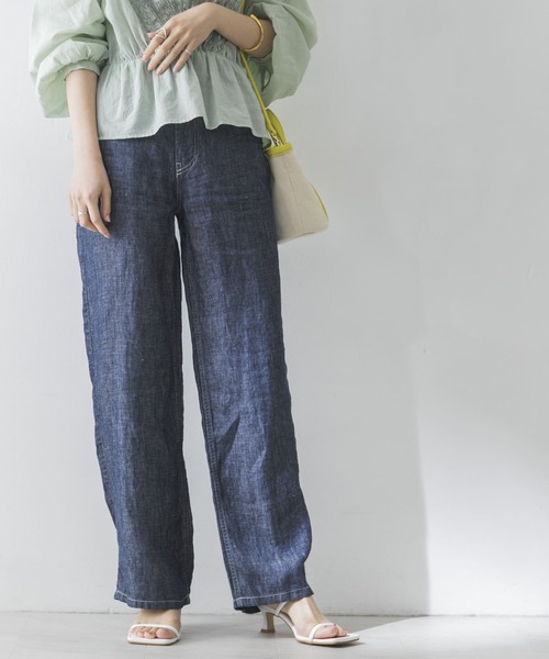 URBAN RESEARCH（アーバンリサーチ）の「リネンデニムワイドパンツ（デニムパンツ・レディース・ライトブルー/インディゴブルー・36/38/34）」の8枚目の写真