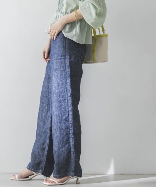 URBAN RESEARCH（アーバンリサーチ）の「リネンデニムワイドパンツ（デニムパンツ・レディース・ライトブルー/インディゴブルー・36/38/34）」の15枚目の写真
