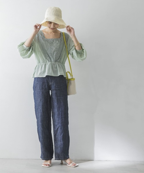 URBAN RESEARCH（アーバンリサーチ）の「リネンデニムワイドパンツ（デニムパンツ・レディース・ライトブルー/インディゴブルー・36/38/34）」の10枚目の写真