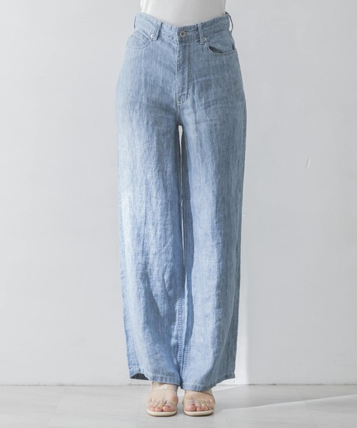 URBAN RESEARCH（アーバンリサーチ）の「リネンデニムワイドパンツ（デニムパンツ・レディース・ライトブルー/インディゴブルー・36/38/34）」の4枚目の写真