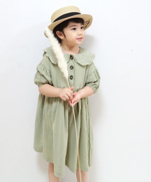 SHOO・LA・RUE（シューラルー）の「◆ロゴ刺繍カンカン帽（ハット・キッズ・アイボリー/ベージュ・99）」の6枚目の写真