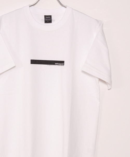 TRAP/U (トラップユー)の「16/-天竺空紡糸 フロント&バック ワンポイント プリント コットン 半袖 Tシャツ(Tシャツ/カットソー・メンズ・ホワイト/ブラック・L/M)」の1枚目の写真