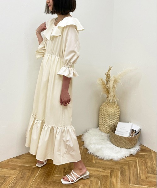 apres jour clair（アプレジュールクレア）の「【apres jour clair】ラッフルデザインワンピース【ZOZOTOWN限定アイテム】（ワンピース・レディース・アイボリー/ライトベージュ・X-LARGE/フリー）」の20枚目の写真