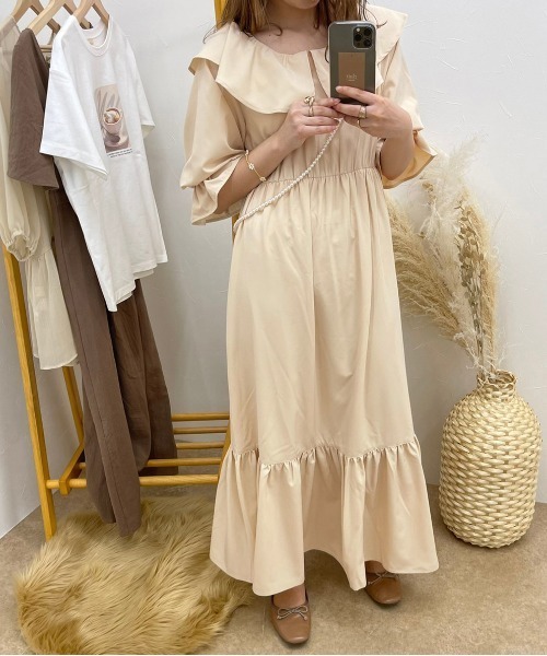 apres jour clair（アプレジュールクレア）の「【apres jour clair】ラッフルデザインワンピース【ZOZOTOWN限定アイテム】（ワンピース・レディース・アイボリー/ライトベージュ・X-LARGE/フリー）」の3枚目の写真
