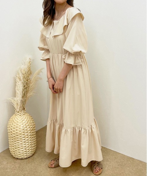 apres jour clair（アプレジュールクレア）の「【apres jour clair】ラッフルデザインワンピース【ZOZOTOWN限定アイテム】（ワンピース・レディース・アイボリー/ライトベージュ・X-LARGE/フリー）」の11枚目の写真