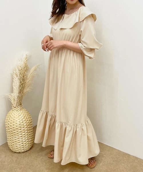 apres jour clair（アプレジュールクレア）の「【apres jour clair】ラッフルデザインワンピース【ZOZOTOWN限定アイテム】（ワンピース・レディース・アイボリー/ライトベージュ・X-LARGE/フリー）」の21枚目の写真