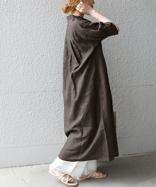 SHIPS any（シップス エニィ）の「SHIPS any: フレンチリネン テント パフ シャツワンピース〈ウォッシャブル〉（シャツワンピース・レディース・ホワイト/ブラウン・ONE SIZE）」の16枚目の写真