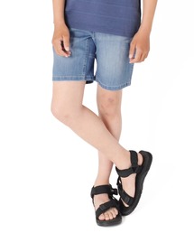 GLAZOS | 接触冷感デニム・マチデザインショートパンツ(デニムパンツ)