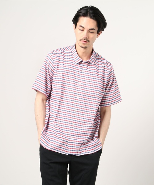 Pitta Re:)（ピッタリ）の「形態安定ノーアイロン ラウンドテール 半袖ビジネスワイシャツ（シャツ/ブラウス・メンズ・ライトブルー/ブラック/ブラウン/レッド/サックスブルー/グリーン/ワインレッド/ダークネイビー・LL/S/M/L）」の7枚目の写真