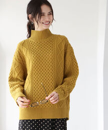 B:MING by BEAMS | B:MING by BEAMS / アラン編み バックスリット タートル 21AW-R(ニット/セーター)