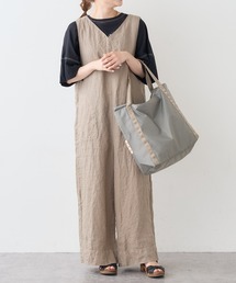 PUAL CE CIN | 麻キャンバスクリンクルコンビネゾン(サロペット/オーバーオール)
