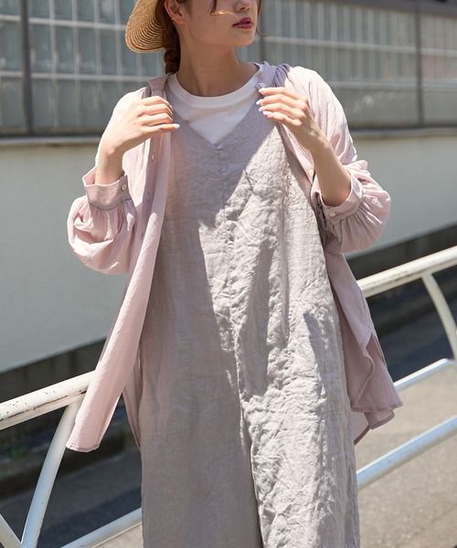 PUAL CE CIN（ピュアルセシン）の「麻キャンバスクリンクルコンビネゾン（サロペット/オーバーオール・レディース・ブラック/ベージュ/ライトベージュ/グレー・FREE）」の5枚目の写真