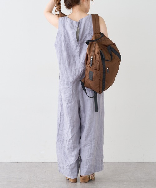 PUAL CE CIN（ピュアルセシン）の「麻キャンバスクリンクルコンビネゾン（サロペット/オーバーオール・レディース・ブラック/ベージュ/ライトベージュ/グレー・FREE）」の13枚目の写真