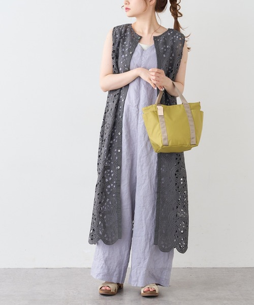 PUAL CE CIN（ピュアルセシン）の「麻キャンバスクリンクルコンビネゾン（サロペット/オーバーオール・レディース・ブラック/ベージュ/ライトベージュ/グレー・FREE）」の17枚目の写真