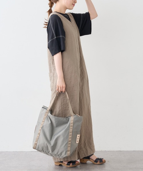 PUAL CE CIN（ピュアルセシン）の「麻キャンバスクリンクルコンビネゾン（サロペット/オーバーオール・レディース・ブラック/ベージュ/ライトベージュ/グレー・FREE）」の6枚目の写真