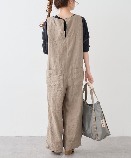 PUAL CE CIN（ピュアルセシン）の「麻キャンバスクリンクルコンビネゾン（サロペット/オーバーオール・レディース・ブラック/ベージュ/ライトベージュ/グレー・FREE）」の20枚目の写真