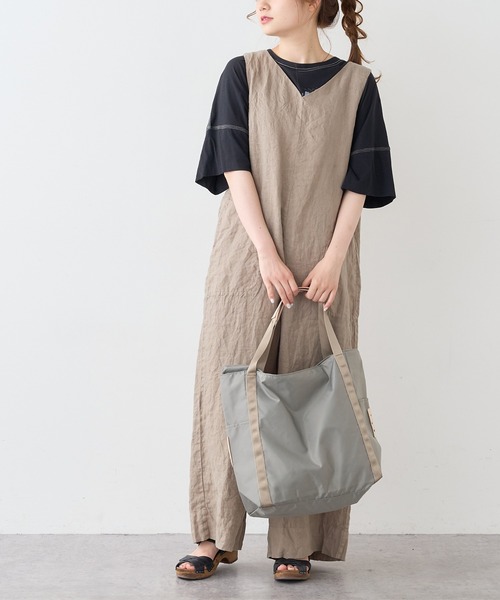 PUAL CE CIN（ピュアルセシン）の「麻キャンバスクリンクルコンビネゾン（サロペット/オーバーオール・レディース・ブラック/ベージュ/ライトベージュ/グレー・FREE）」の22枚目の写真