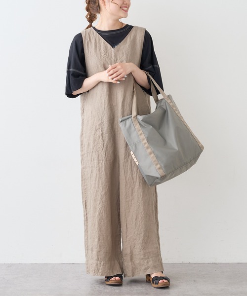 PUAL CE CIN（ピュアルセシン）の「麻キャンバスクリンクルコンビネゾン（サロペット/オーバーオール・レディース・ブラック/ベージュ/ライトベージュ/グレー・FREE）」の9枚目の写真