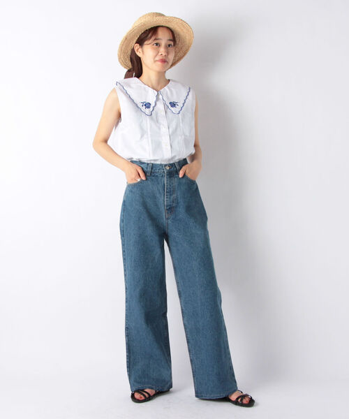 fredy repit（フレディレピ）の「VINTAGE風セミワイドデニムパンツ（デニムパンツ・レディース・インディゴブルー/ライトブルー・36/38）」の6枚目の写真