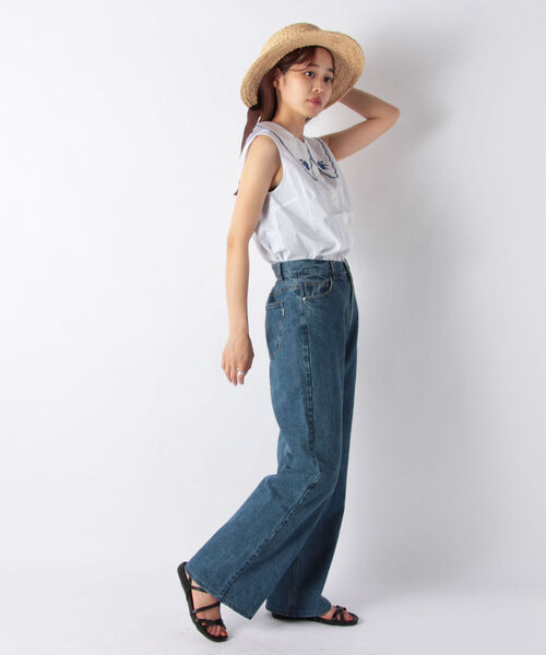 fredy repit（フレディレピ）の「VINTAGE風セミワイドデニムパンツ（デニムパンツ・レディース・インディゴブルー/ライトブルー・36/38）」の13枚目の写真