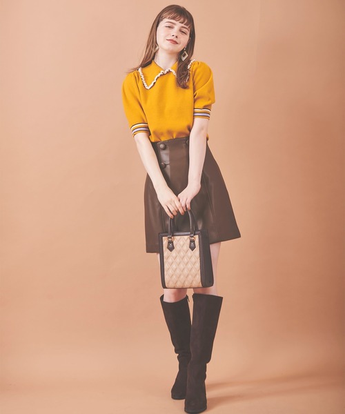 31 Sons de mode（トランテアン　ソン　ドゥ　モード）の「襟付きボーダーリブニット（ニット/セーター・レディース・ブラック/マスタード/レッド・36）」の10枚目の写真