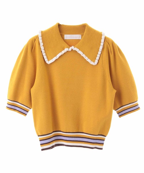 31 Sons de mode（トランテアン　ソン　ドゥ　モード）の「襟付きボーダーリブニット（ニット/セーター・レディース・ブラック/マスタード/レッド・36）」の9枚目の写真