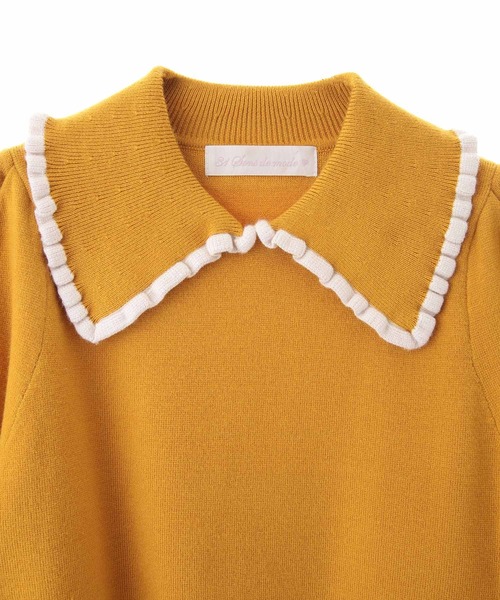 31 Sons de mode（トランテアン　ソン　ドゥ　モード）の「襟付きボーダーリブニット（ニット/セーター・レディース・ブラック/マスタード/レッド・36）」の5枚目の写真