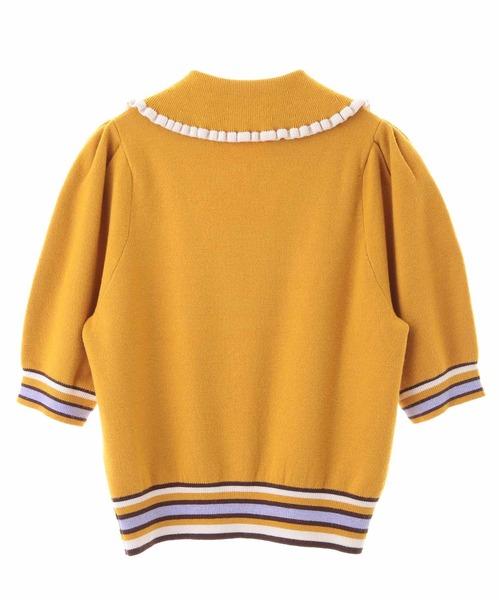 31 Sons de mode（トランテアン　ソン　ドゥ　モード）の「襟付きボーダーリブニット（ニット/セーター・レディース・ブラック/マスタード/レッド・36）」の7枚目の写真