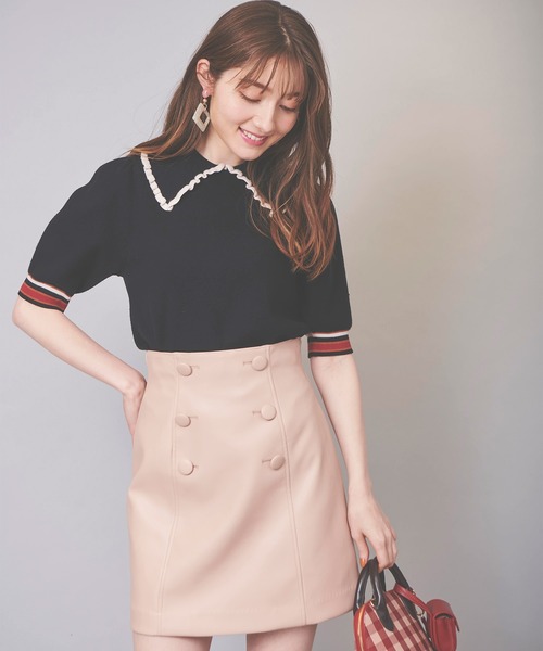 31 Sons de mode（トランテアン　ソン　ドゥ　モード）の「襟付きボーダーリブニット（ニット/セーター・レディース・ブラック/マスタード/レッド・36）」の22枚目の写真