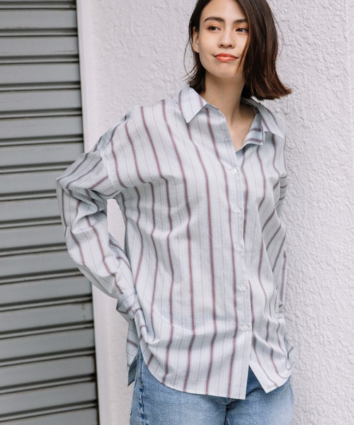 Munich（ミューニック）の「ターキーリヨセルストライプローンバッククロスシャツ（シャツ/ブラウス・レディース・サックスブルー/ライトグリーン/アイボリー・FREE）」の7枚目の写真