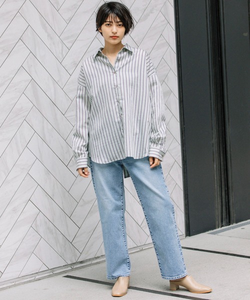 Munich（ミューニック）の「ターキーリヨセルストライプローンバッククロスシャツ（シャツ/ブラウス・レディース・サックスブルー/ライトグリーン/アイボリー・FREE）」の14枚目の写真