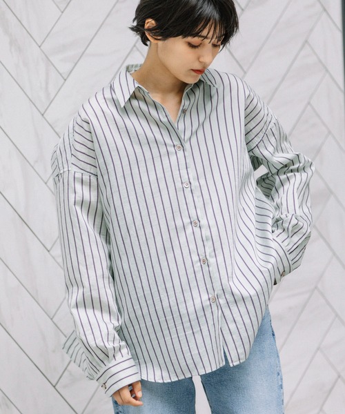 Munich（ミューニック）の「ターキーリヨセルストライプローンバッククロスシャツ（シャツ/ブラウス・レディース・サックスブルー/ライトグリーン/アイボリー・FREE）」の17枚目の写真