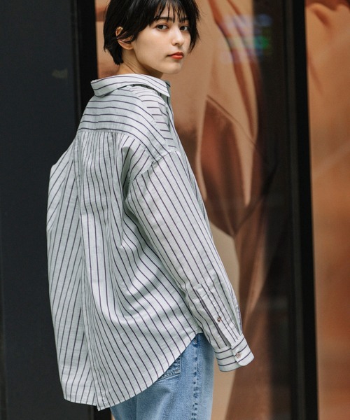 Munich（ミューニック）の「ターキーリヨセルストライプローンバッククロスシャツ（シャツ/ブラウス・レディース・サックスブルー/ライトグリーン/アイボリー・FREE）」の18枚目の写真