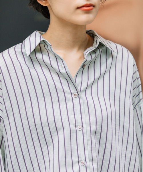 Munich（ミューニック）の「ターキーリヨセルストライプローンバッククロスシャツ（シャツ/ブラウス・レディース・サックスブルー/ライトグリーン/アイボリー・FREE）」の19枚目の写真