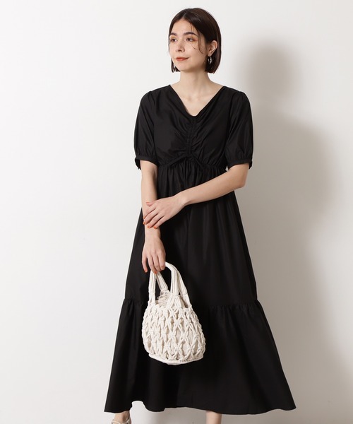 N.（N. Natural Beauty Basic）（エヌエヌナチュラルビューティーベーシック）の「フロントギャザーワンピース（ワンピース・レディース・ホワイト/ブラック/グリーン・MEDIUM）」の3枚目の写真