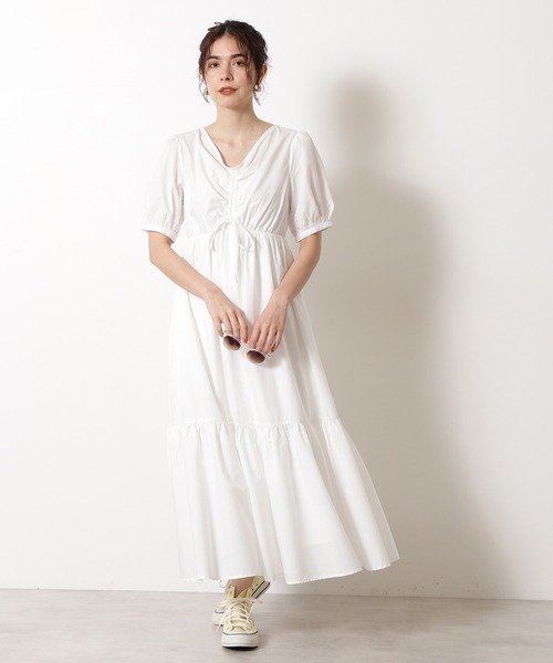 N.（N. Natural Beauty Basic）（エヌエヌナチュラルビューティーベーシック）の「フロントギャザーワンピース（ワンピース・レディース・ホワイト/ブラック/グリーン・MEDIUM）」の13枚目の写真