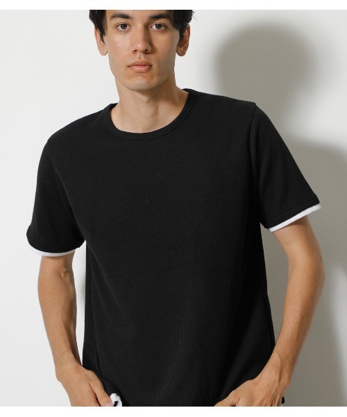 AZUL by moussy（アズールバイマウジー）の「WAFFLE LAYERED TEE/ワッフルレイヤードTシャツ（Tシャツ/カットソー・メンズ・ベージュ/ホワイト/ブラック・SMALL/MEDIUM/LARGE）」の15枚目の写真