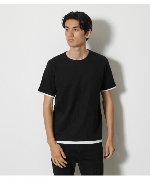 AZUL by moussy（アズールバイマウジー）の「WAFFLE LAYERED TEE/ワッフルレイヤードTシャツ（Tシャツ/カットソー・メンズ・ベージュ/ホワイト/ブラック・SMALL/MEDIUM/LARGE）」の18枚目の写真