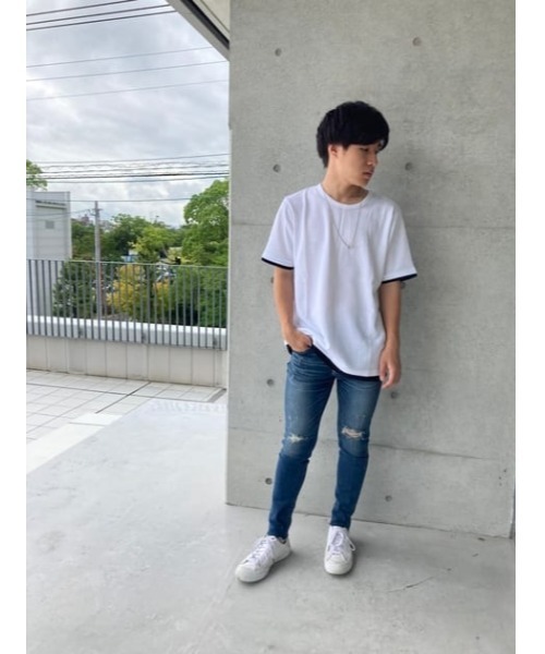 AZUL by moussy（アズールバイマウジー）の「WAFFLE LAYERED TEE/ワッフルレイヤードTシャツ（Tシャツ/カットソー・メンズ・ベージュ/ホワイト/ブラック・SMALL/MEDIUM/LARGE）」の6枚目の写真