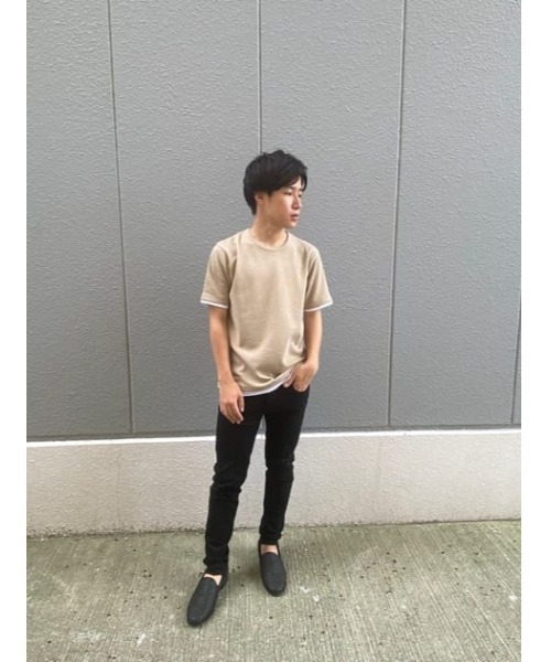 AZUL by moussy（アズールバイマウジー）の「WAFFLE LAYERED TEE/ワッフルレイヤードTシャツ（Tシャツ/カットソー・メンズ・ベージュ/ホワイト/ブラック・SMALL/MEDIUM/LARGE）」の4枚目の写真