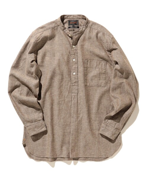 BEAMS PLUS(ビームスプラス)の「Band Collar Pullover Cotton Linen Herringbone(シャツ/ブラウス・メンズ・カーキ/ブラック/ブラウン/ナチュラル・MEDIUM/SMALL/LARGE/X-LARGE)」の19枚目の写真
