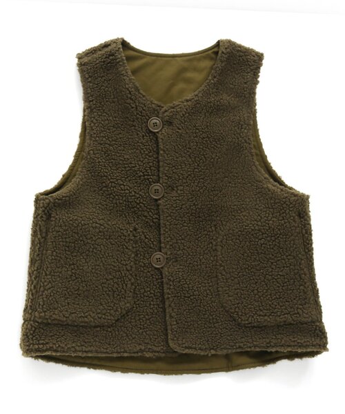 F.O.U（エフオーユー）の「リバーシブルオーバーベスト_ジュニア（ベスト・キッズ・ネイビー/カーキ・160/150）」の4枚目の写真