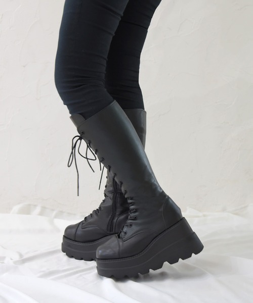 NOFALL（ノーフォール）の「レースアップトラックソールロングブーツ（ブーツ・レディース・ブラック・LL/S/M/L/3L/SS）」の2枚目の写真