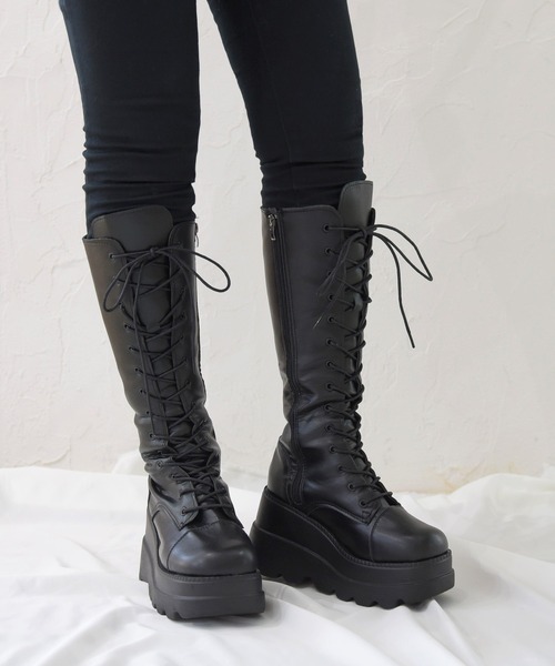 NOFALL（ノーフォール）の「レースアップトラックソールロングブーツ（ブーツ・レディース・ブラック・LL/S/M/L/3L/SS）」の3枚目の写真