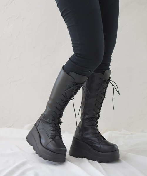 NOFALL（ノーフォール）の「レースアップトラックソールロングブーツ（ブーツ・レディース・ブラック・LL/S/M/L/3L/SS）」の4枚目の写真