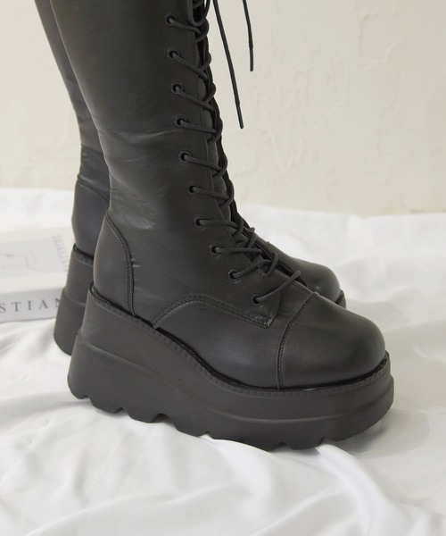 NOFALL（ノーフォール）の「レースアップトラックソールロングブーツ（ブーツ・レディース・ブラック・LL/S/M/L/3L/SS）」の5枚目の写真