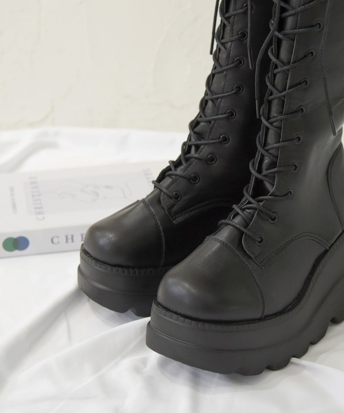 NOFALL（ノーフォール）の「レースアップトラックソールロングブーツ（ブーツ・レディース・ブラック・LL/S/M/L/3L/SS）」の6枚目の写真