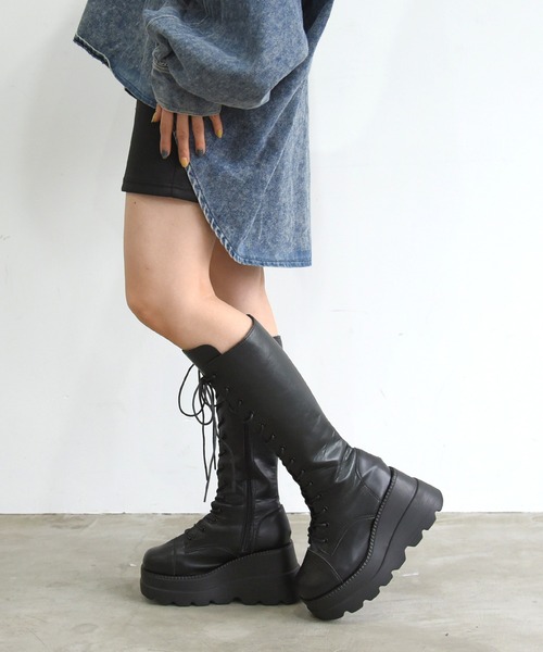 NOFALL（ノーフォール）の「レースアップトラックソールロングブーツ（ブーツ・レディース・ブラック・LL/S/M/L/3L/SS）」の14枚目の写真